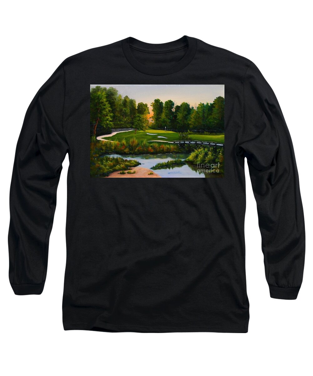 Golf Long Sleeve T-Shirt featuring the painting River Course #16 by Jerry Walker