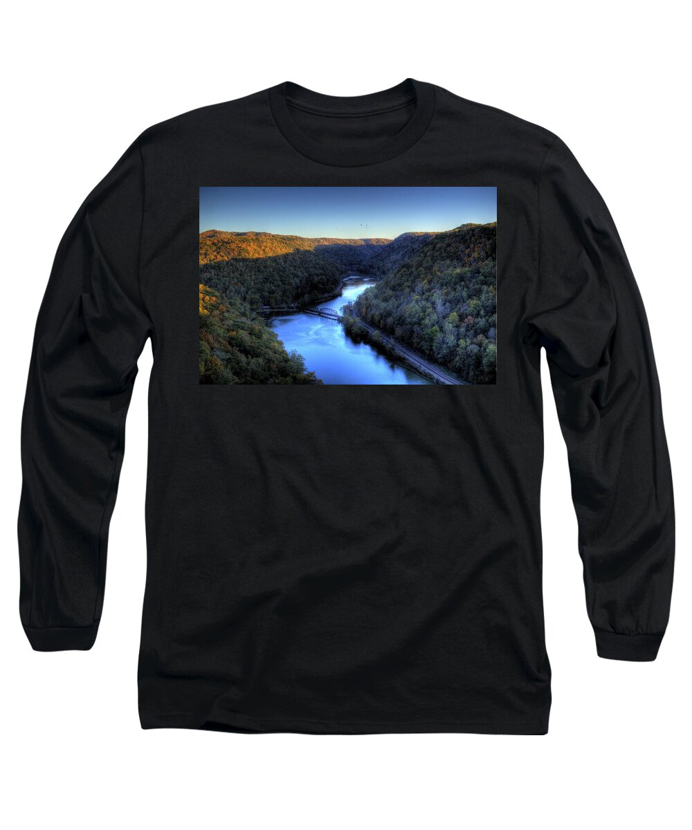 River Long Sleeve T-Shirt featuring the photograph River cut through the Valley by Jonny D