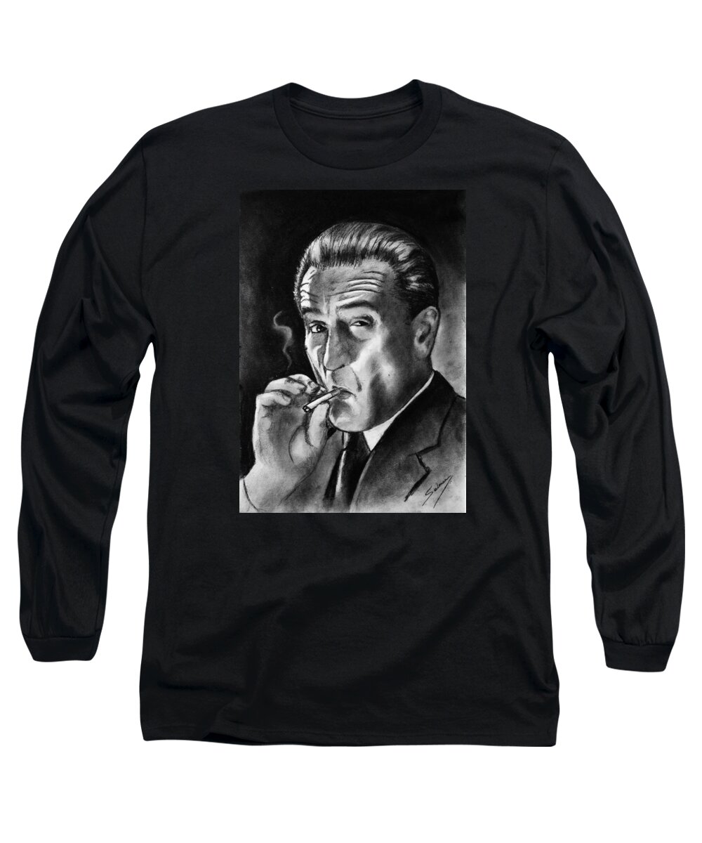 Wallpaper Long Sleeve T-Shirt featuring the drawing Robert De Niro by Salman Ravish