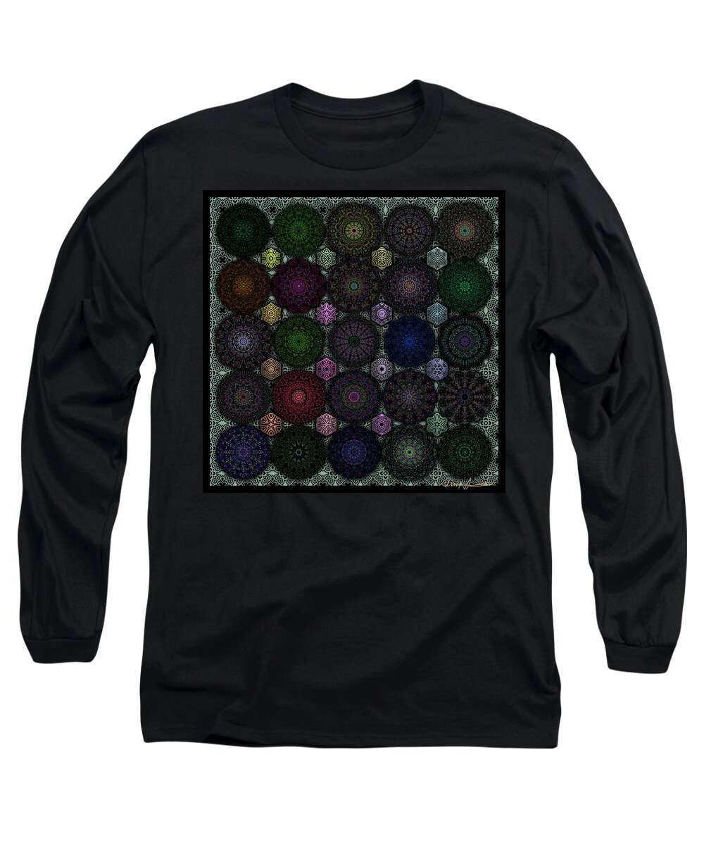 Dark Long Sleeve T-Shirt featuring the digital art Rose Window Kaleidoscope Quilt by Ann Stretton