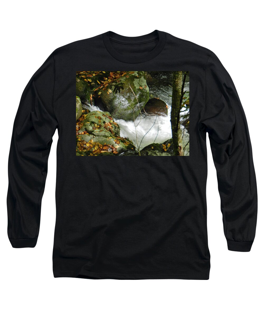 Stream Long Sleeve T-Shirt featuring the photograph Rushing by Deborah Ferree