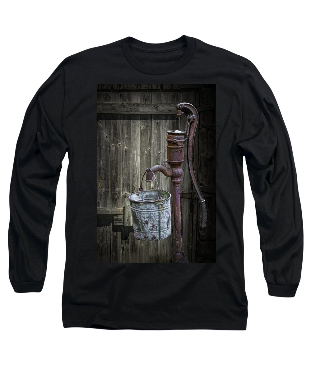 Pump Long Sleeve T-Shirt featuring the photograph Rusty Hand Water Pump by Randall Nyhof