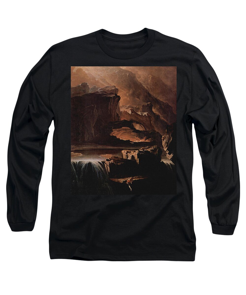 John Martin Long Sleeve T-Shirt featuring the painting Sadak and the Waters of Oblivion by John Martin