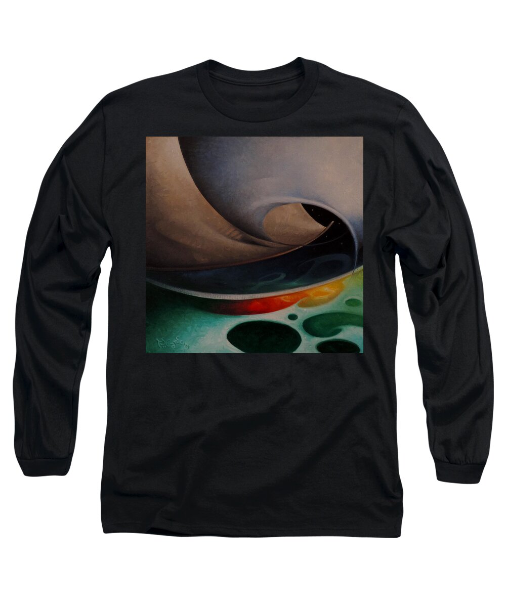 Abstract Long Sleeve T-Shirt featuring the painting Sailing Under The Stars by T S Carson
