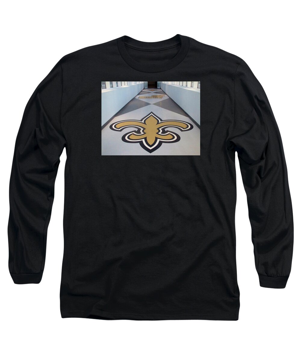 New Orleans Saints Long Sleeve T-Shirt featuring the photograph Saints are Coming - Benson Towers - New Orleans LA by Deborah Lacoste