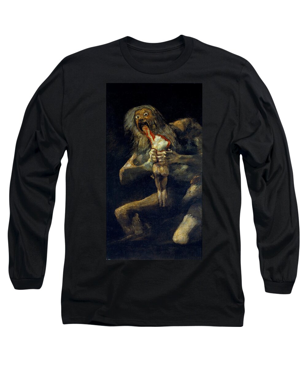 Saturn Devouring His Son Long Sleeve T-Shirt featuring the painting Saturn Devouring His Son by Francisco Goya