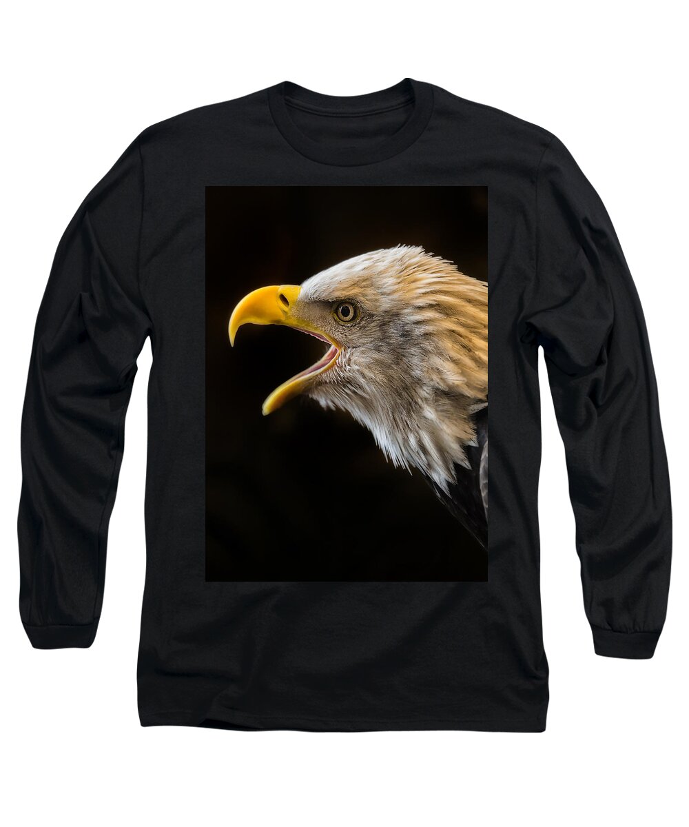 Eagle Long Sleeve T-Shirt featuring the photograph Scream For Freedom by Bill and Linda Tiepelman