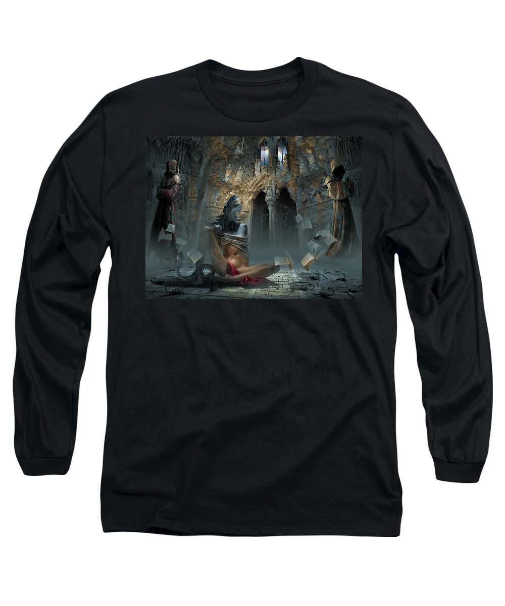 Ghostly Long Sleeve T-Shirt featuring the digital art Scream by George Grie