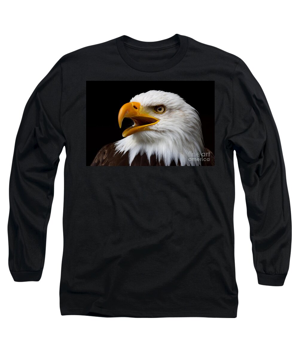 Portrait Long Sleeve T-Shirt featuring the photograph Screaming Bald Eagle by Nick Biemans