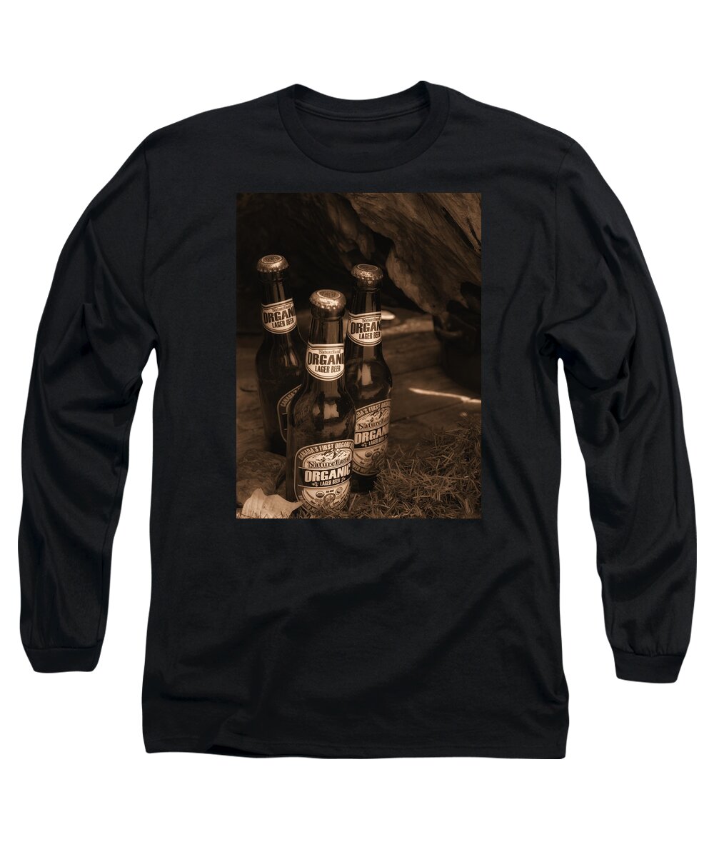 Beer Long Sleeve T-Shirt featuring the photograph Sepia Bottles by Yuka Kato