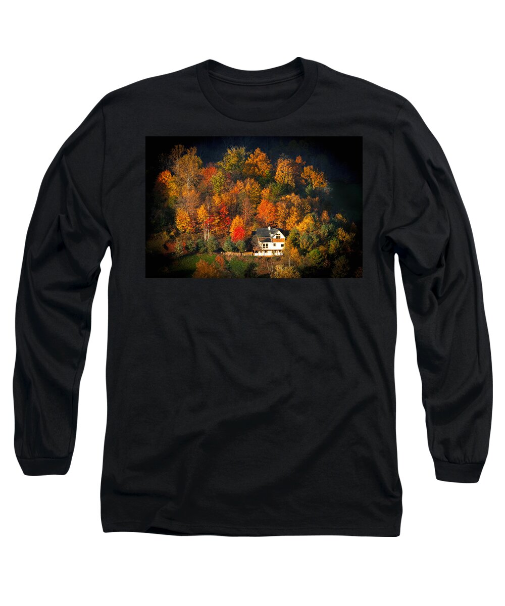 Abandoned Long Sleeve T-Shirt featuring the photograph Shadows of a Colorful Past by Lynn Bauer