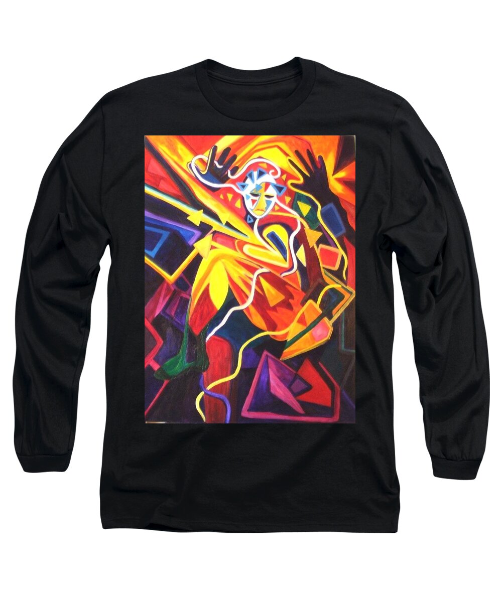 Abstract Long Sleeve T-Shirt featuring the painting Shot Through The Heart by Carolyn LeGrand