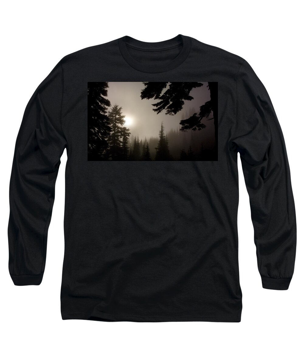 Landscape Long Sleeve T-Shirt featuring the photograph Silhouettes of Trees on Mt Rainier by Greg Reed