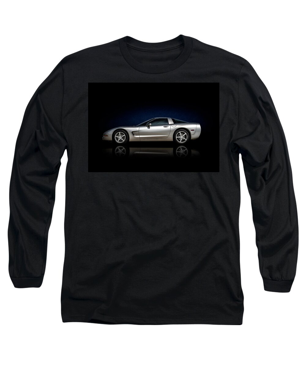 Corvette Long Sleeve T-Shirt featuring the digital art Silver C5 by Douglas Pittman