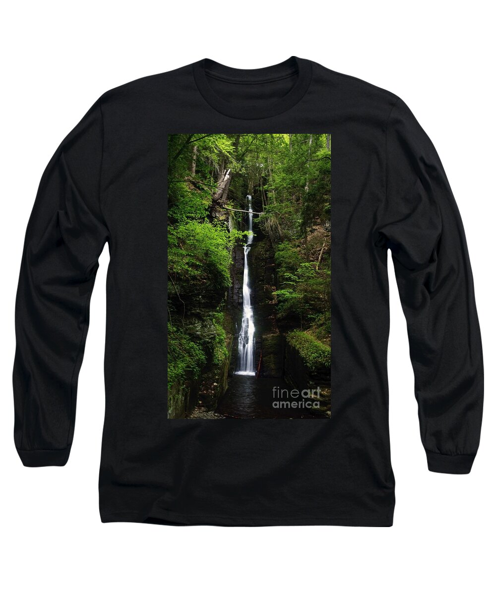Waterfall Long Sleeve T-Shirt featuring the photograph Silverthread Falls by Debra Fedchin
