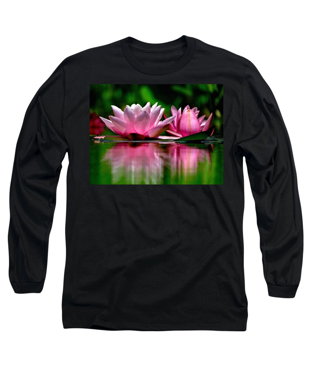 Waterlily Long Sleeve T-Shirt featuring the photograph Sisters by Carol Montoya