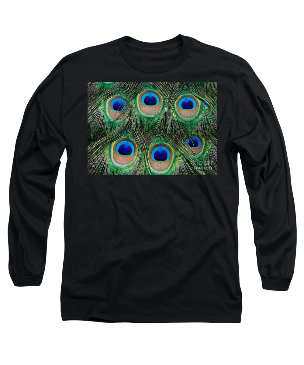 Peacock Long Sleeve T-Shirt featuring the photograph Six Eyes by Sabrina L Ryan