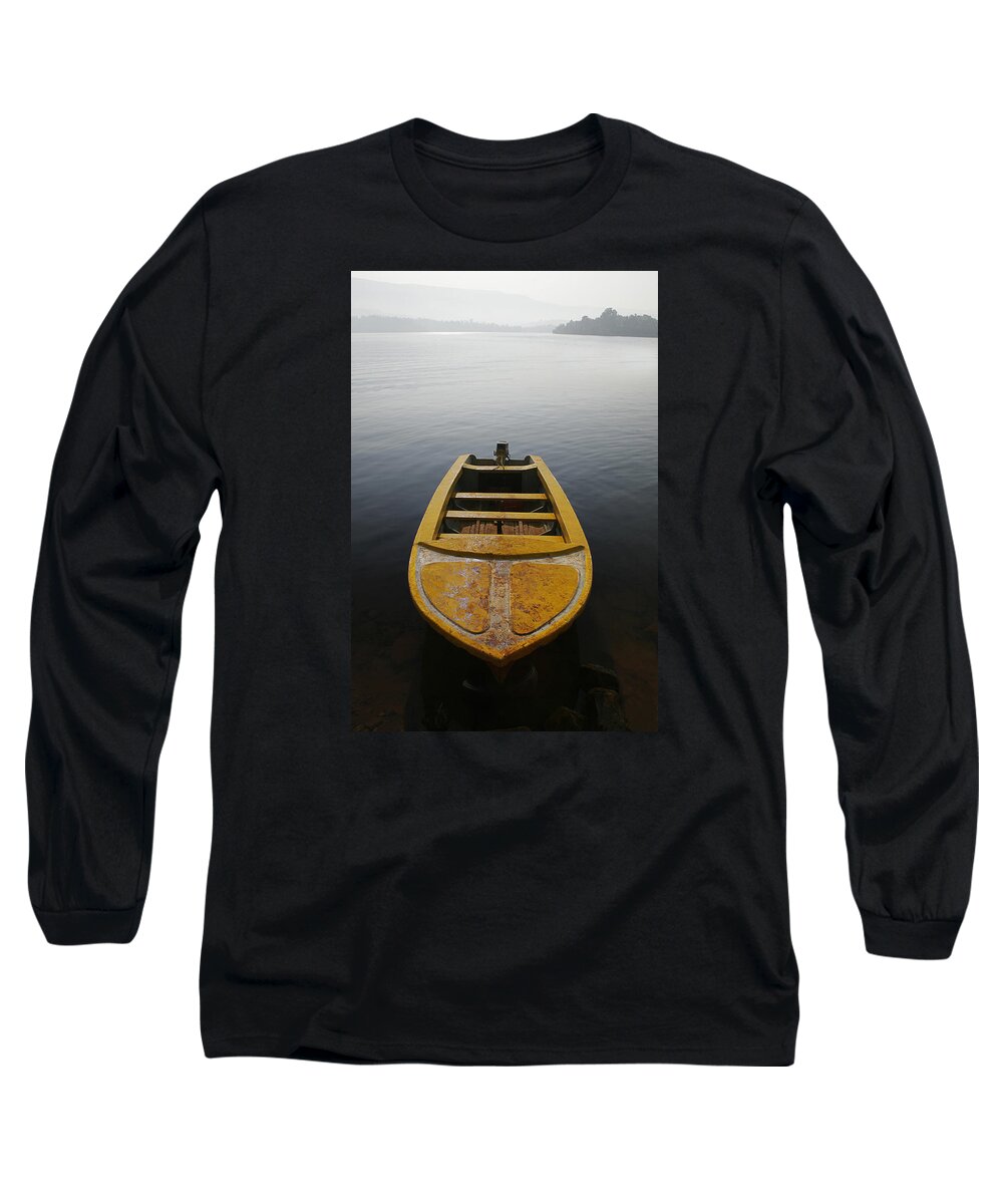 Boat Long Sleeve T-Shirt featuring the photograph SKC 0042 Calmness anchored by Sunil Kapadia