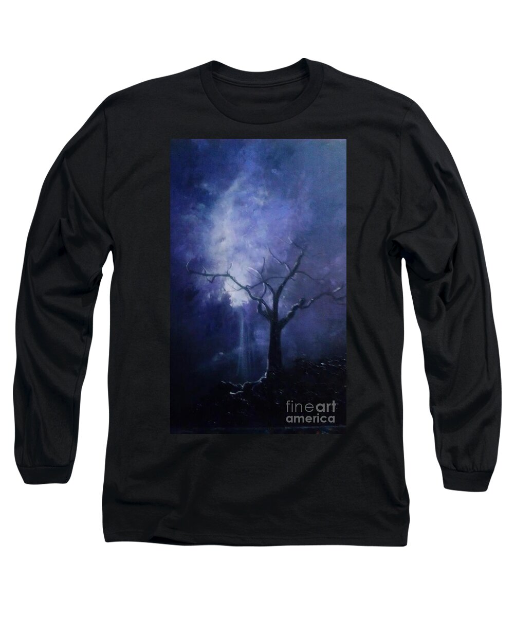 Illuminism Long Sleeve T-Shirt featuring the painting Skyeden Night by Stefan Duncan