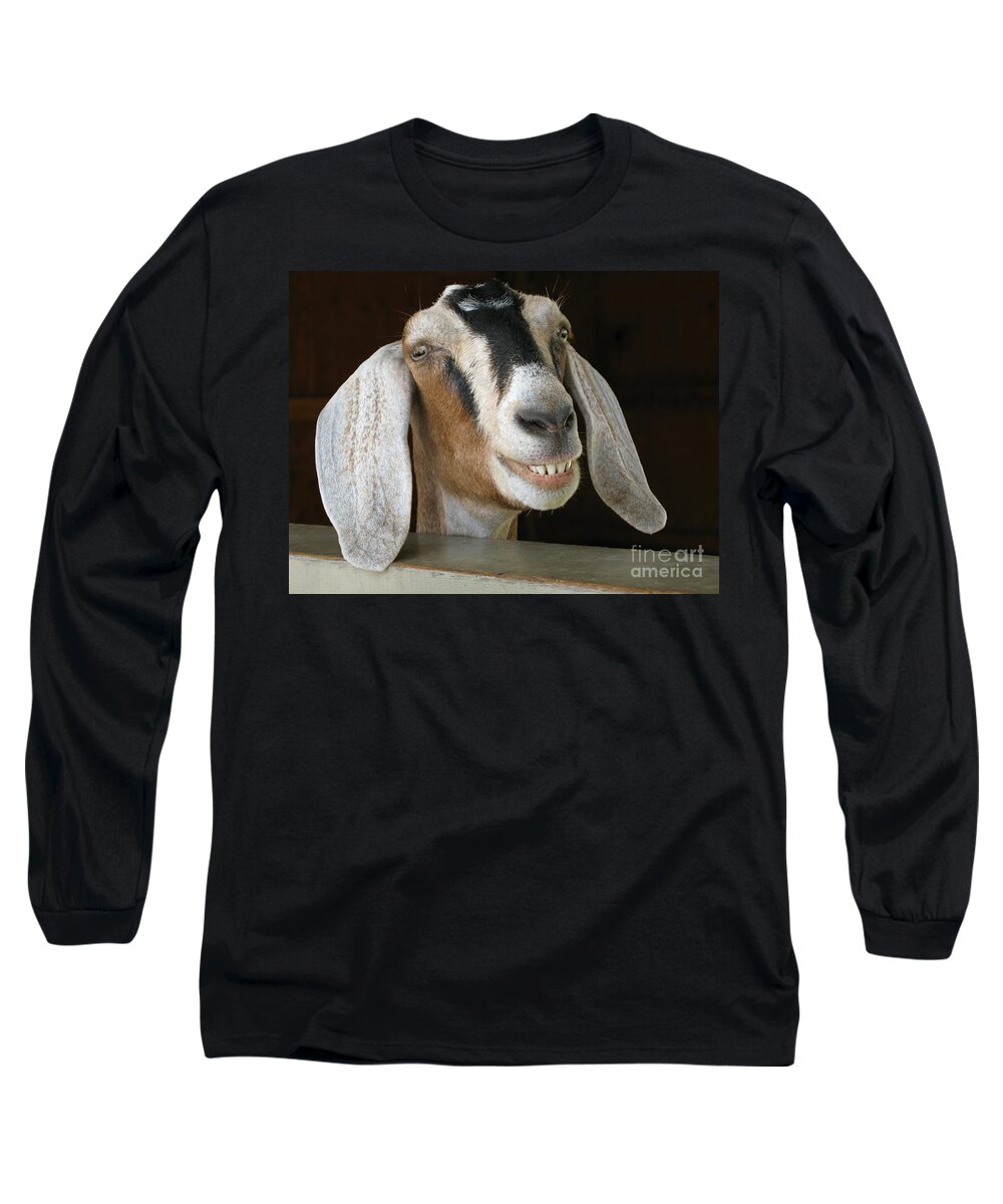 Goat Long Sleeve T-Shirt featuring the photograph Smile Pretty by Ann Horn