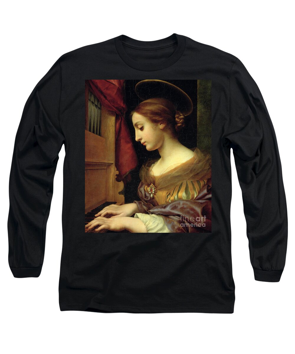 St Cecilia Long Sleeve T-Shirt featuring the painting Saint Cecilia by Carlo Dolci by Carlo Dolci