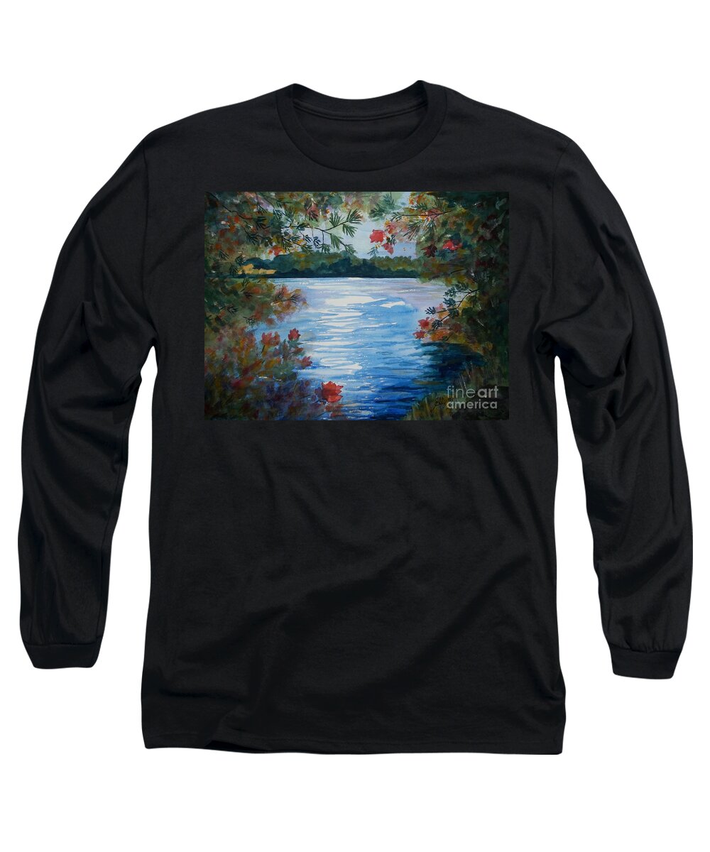 St Regis Lake Long Sleeve T-Shirt featuring the painting St. Regis Lake by Ellen Levinson