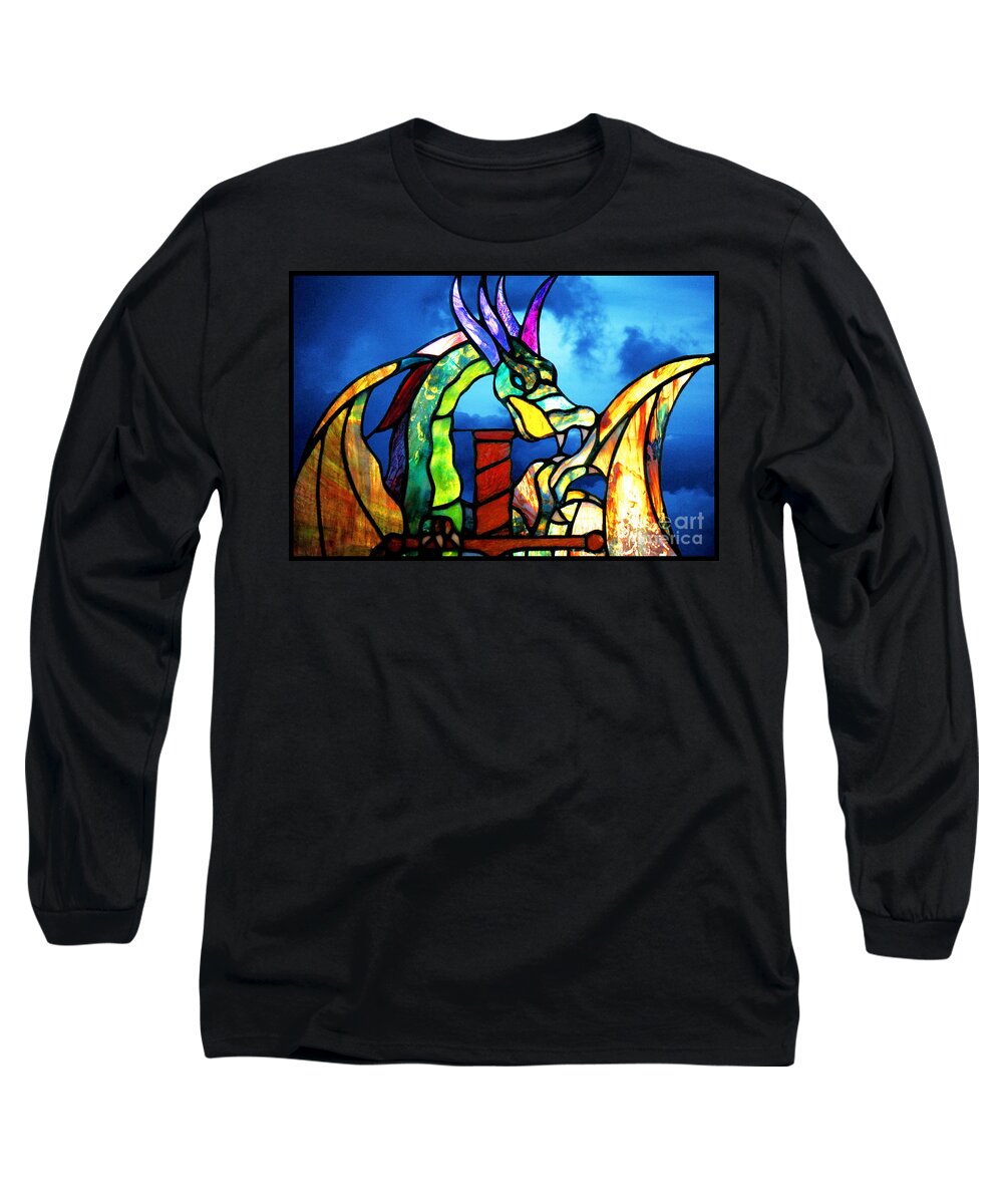 Dragon Long Sleeve T-Shirt featuring the photograph Stained Glass Dragon by Ellen Cotton