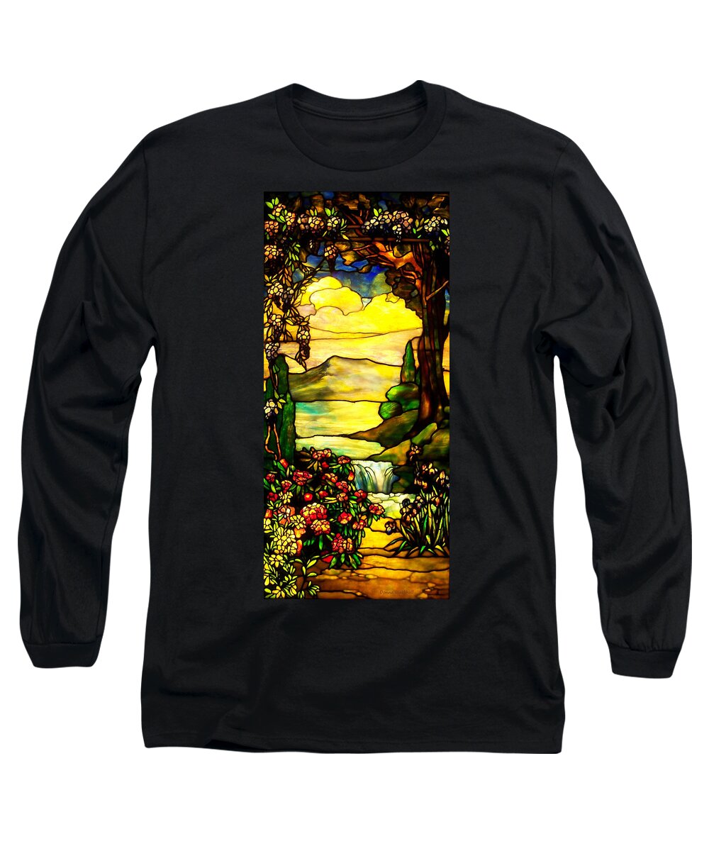 Tiffany Glass Long Sleeve T-Shirt featuring the photograph Stained Landscape 2 by Donna Blackhall