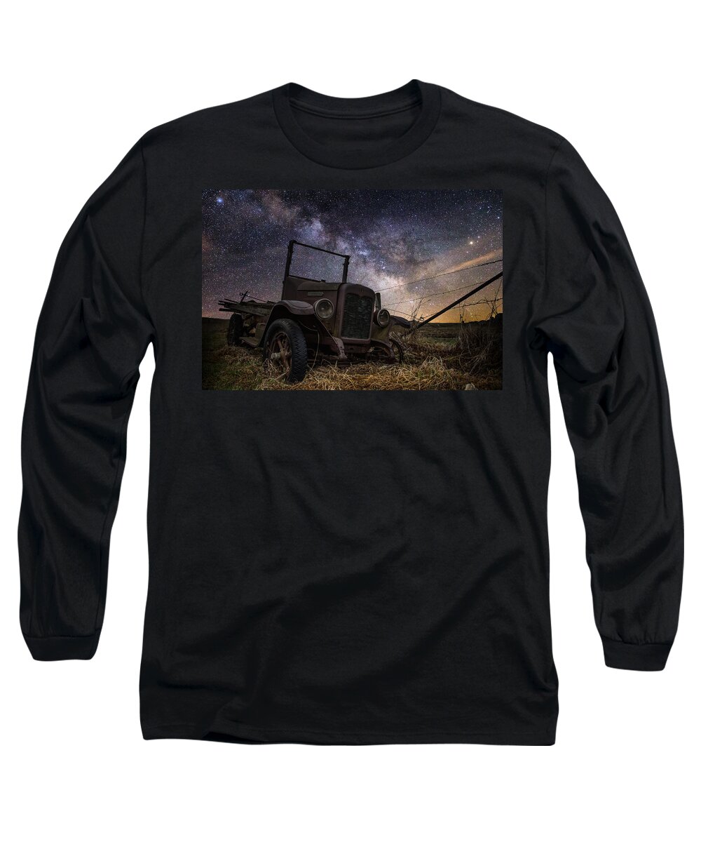 Stars Long Sleeve T-Shirt featuring the digital art Stardust and Rust by Aaron J Groen