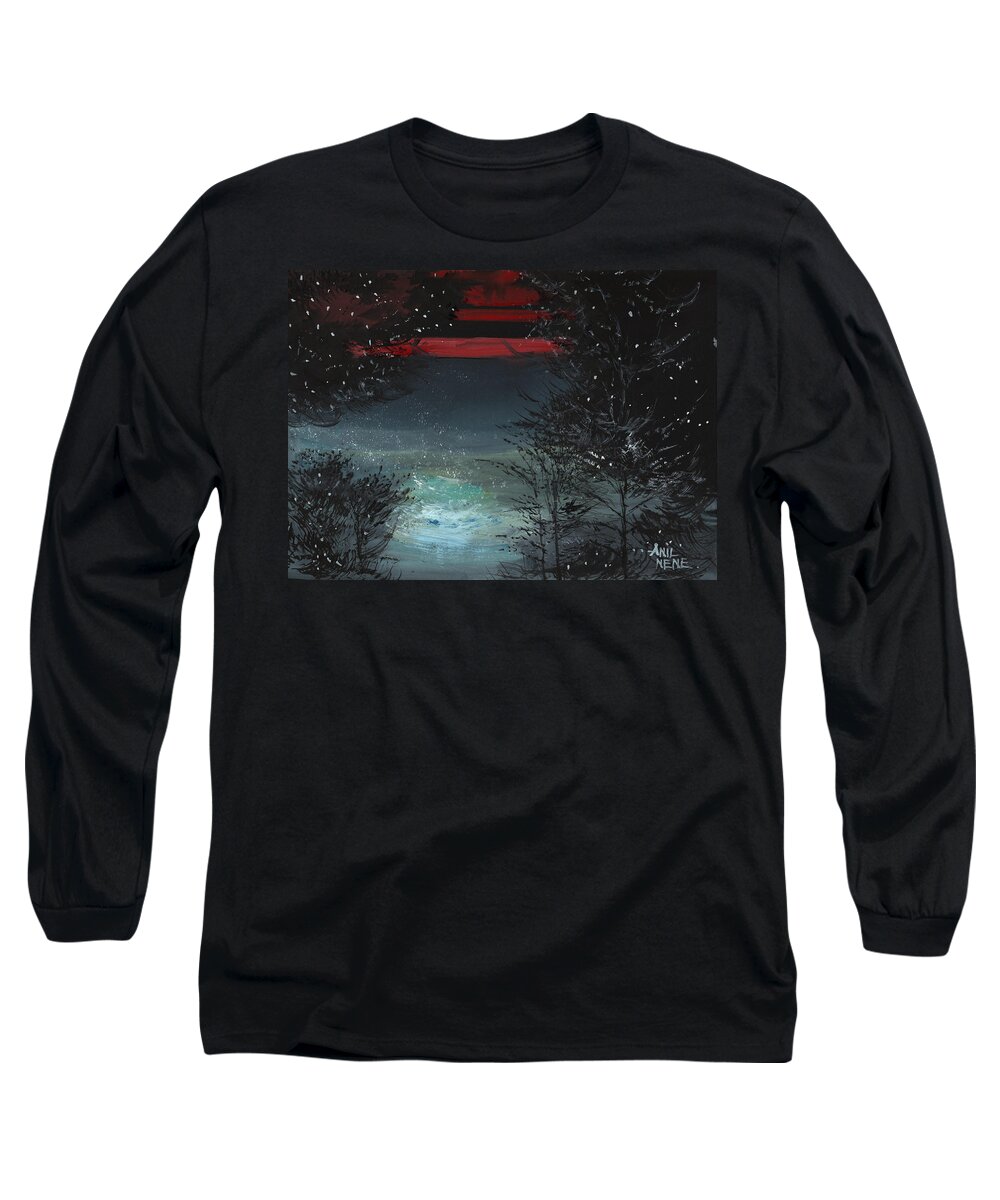 Light Long Sleeve T-Shirt featuring the painting Starry Night by Anil Nene