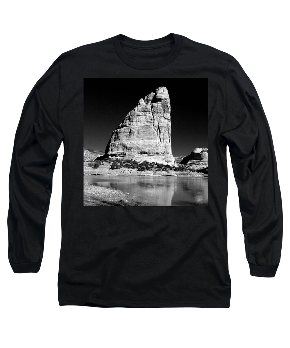 Steamboat Rock Long Sleeve T-Shirt featuring the photograph Steamboat Rock Black and White Three by Joshua House