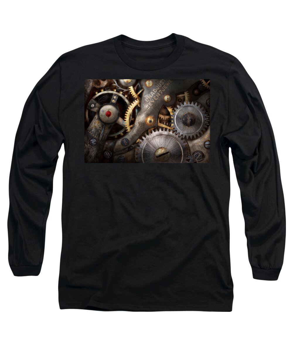Steampunk Long Sleeve T-Shirt featuring the photograph Steampunk - Gears - Horology by Mike Savad