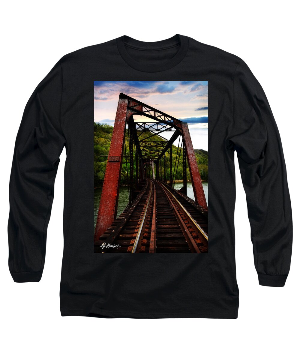  Bridge Long Sleeve T-Shirt featuring the photograph Strength in Steel by Lisa Lambert-Shank