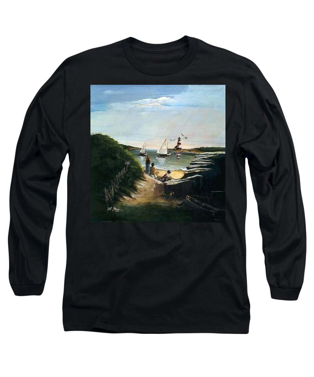 Ocean Long Sleeve T-Shirt featuring the painting Summer's End by Diane Strain