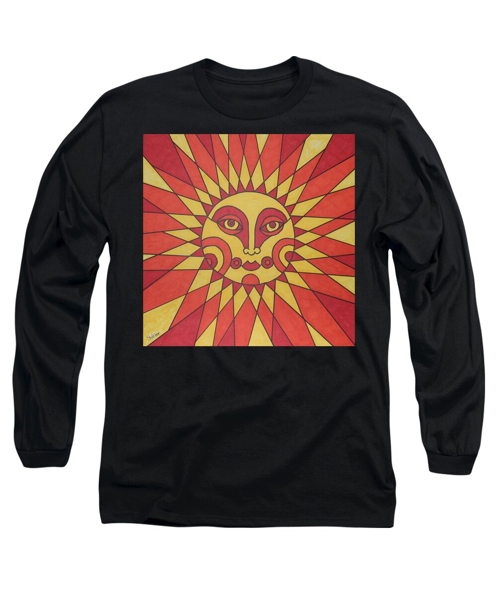 Sunrise Long Sleeve T-Shirt featuring the painting Sunburst by Susie Weber