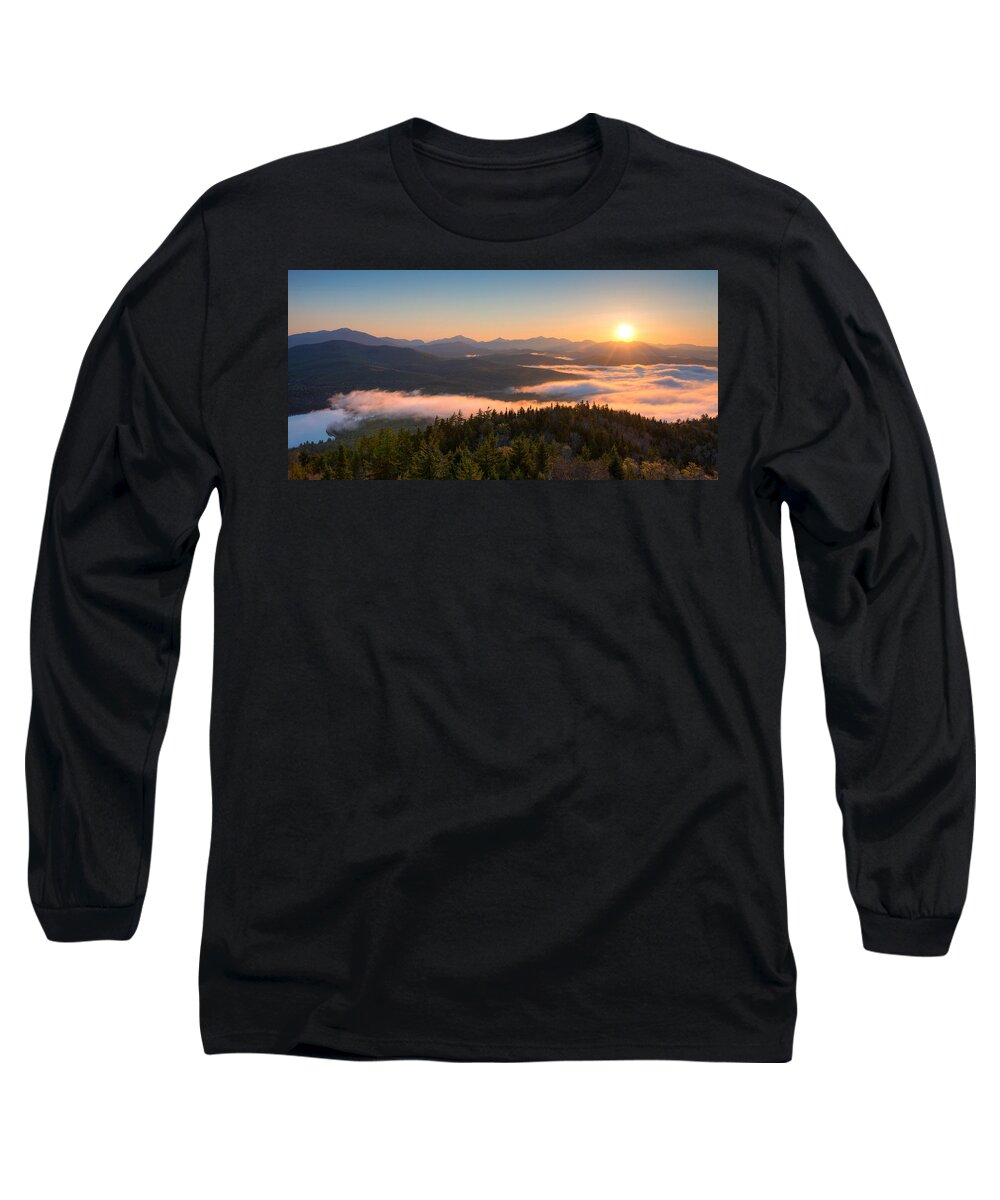 Photography Long Sleeve T-Shirt featuring the photograph Sunrise Over The Adirondack High Peaks by Panoramic Images