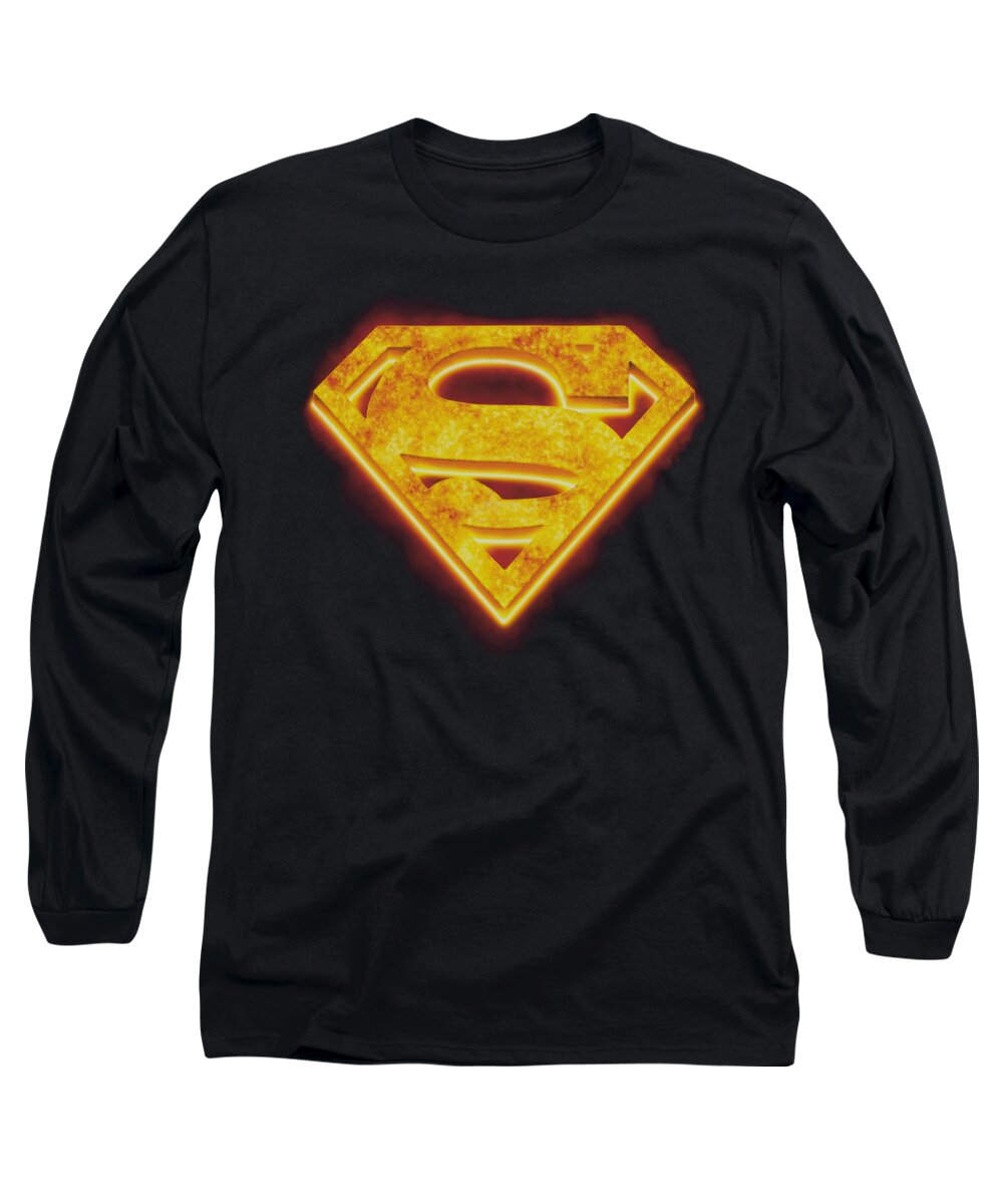 Superman Long Sleeve T-Shirt featuring the digital art Superman - Hot Steel Shield by Brand A