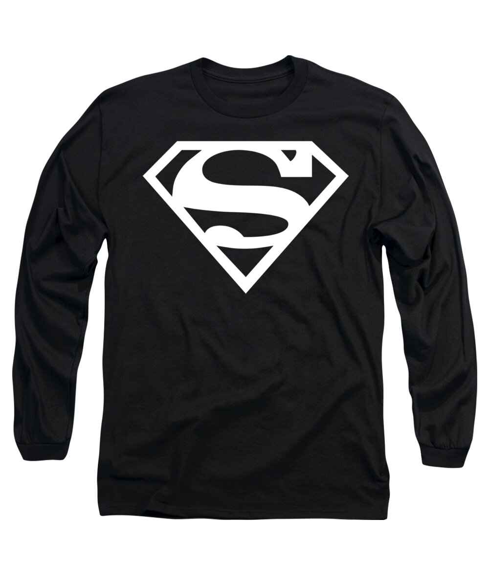Superman Long Sleeve T-Shirt featuring the digital art Superman - Logo by Brand A