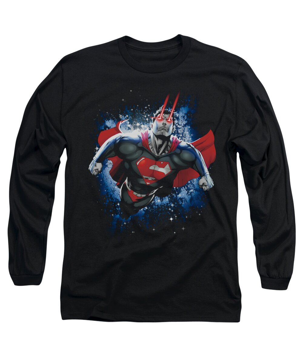Superman Long Sleeve T-Shirt featuring the digital art Superman - Stardust by Brand A