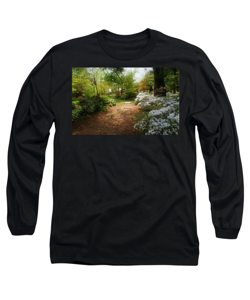 Swing Long Sleeve T-Shirt featuring the photograph Swing in the Garden by Sandy Keeton