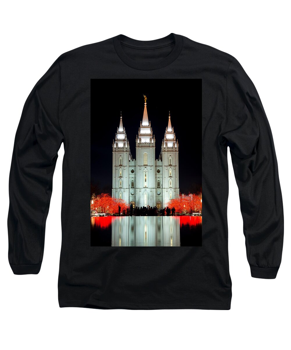 Temple Long Sleeve T-Shirt featuring the photograph Temple Lights by Dustin LeFevre