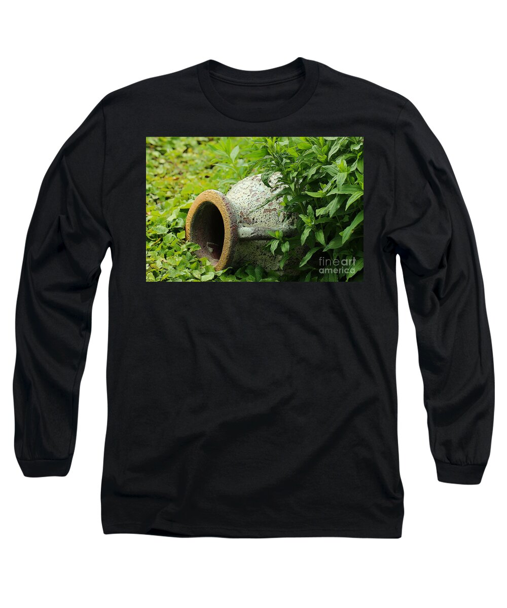 Nature Long Sleeve T-Shirt featuring the photograph Terracotta vase in the green by Amanda Mohler