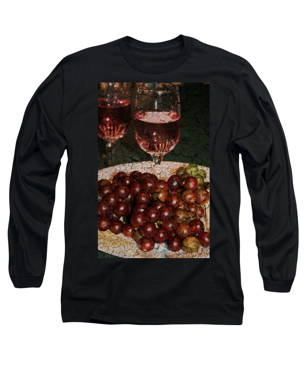 Textured Long Sleeve T-Shirt featuring the photograph Textured Grapes by Barbara S Nickerson