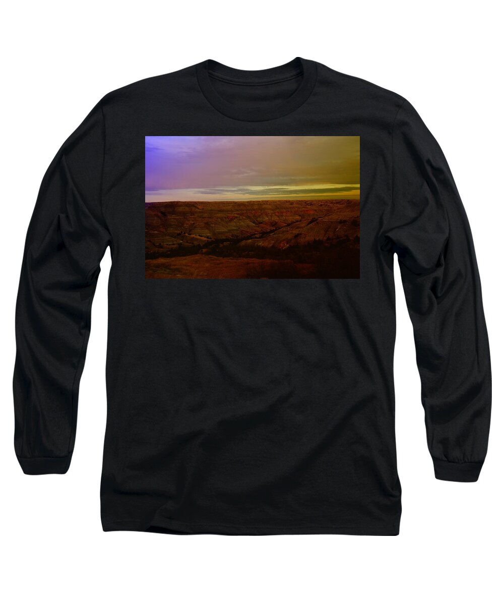 Badlands Long Sleeve T-Shirt featuring the photograph The Badlands by Jeff Swan
