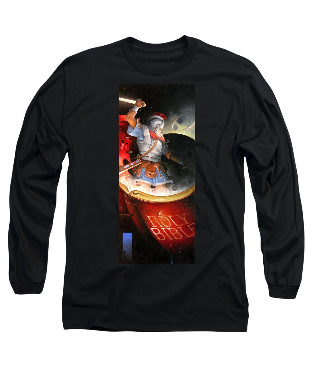 The Christian Soldier Long Sleeve T-Shirt featuring the painting The Christian Soldier by T S Carson