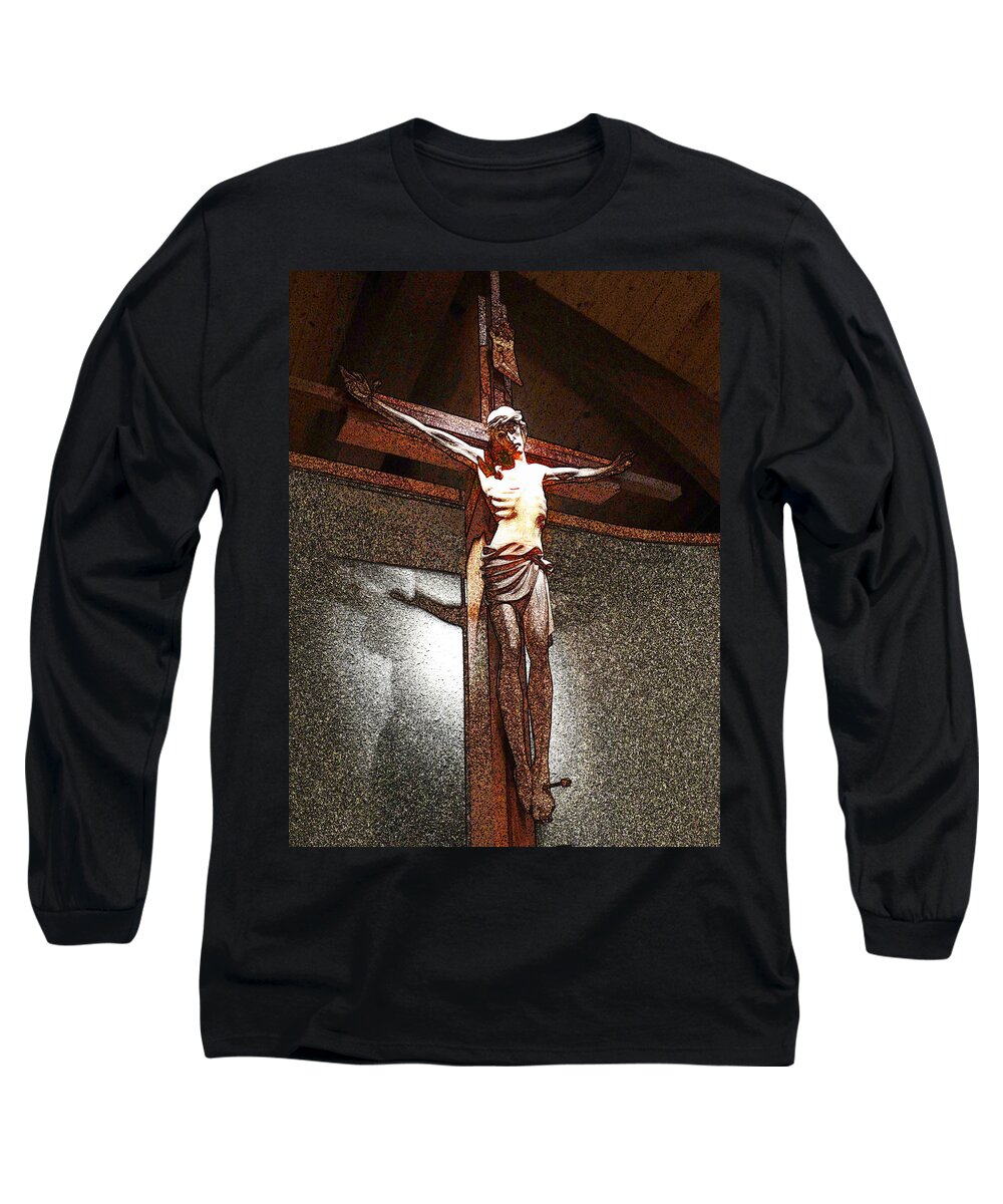 Re-imagined Long Sleeve T-Shirt featuring the photograph The Crucified One by David T Wilkinson