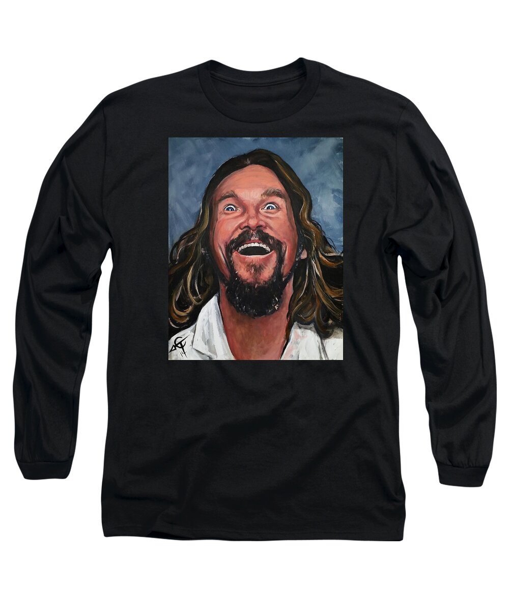 The Dude Long Sleeve T-Shirt featuring the painting The Dude by Tom Carlton