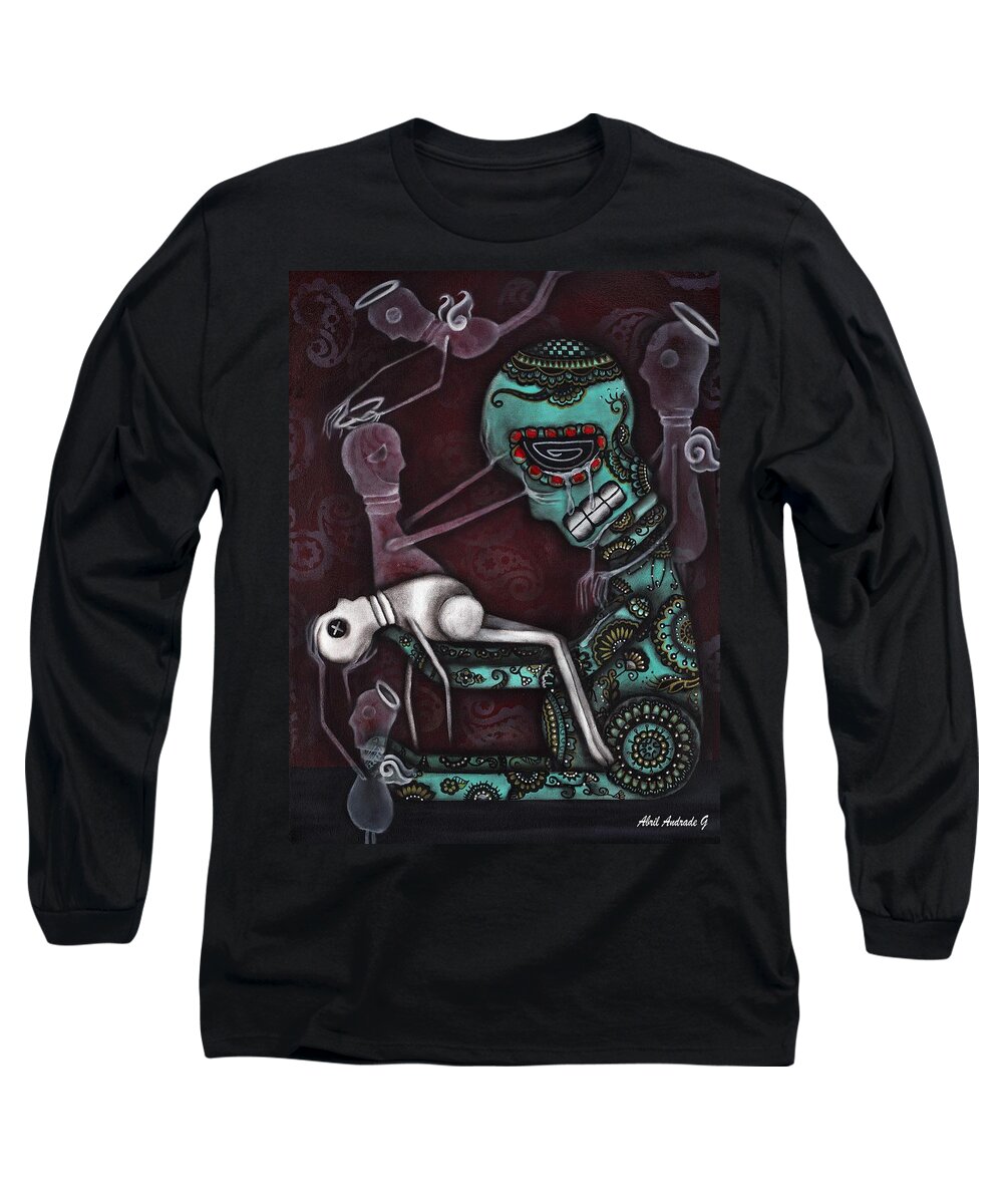 Death Long Sleeve T-Shirt featuring the painting The Final Awakening by Abril Andrade