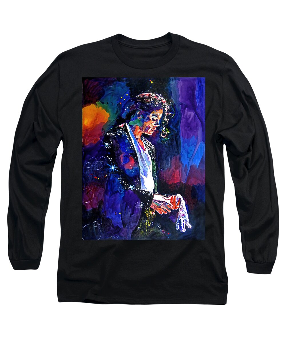 Michael Jackson Long Sleeve T-Shirt featuring the painting The Final Performance - Michael Jackson by David Lloyd Glover