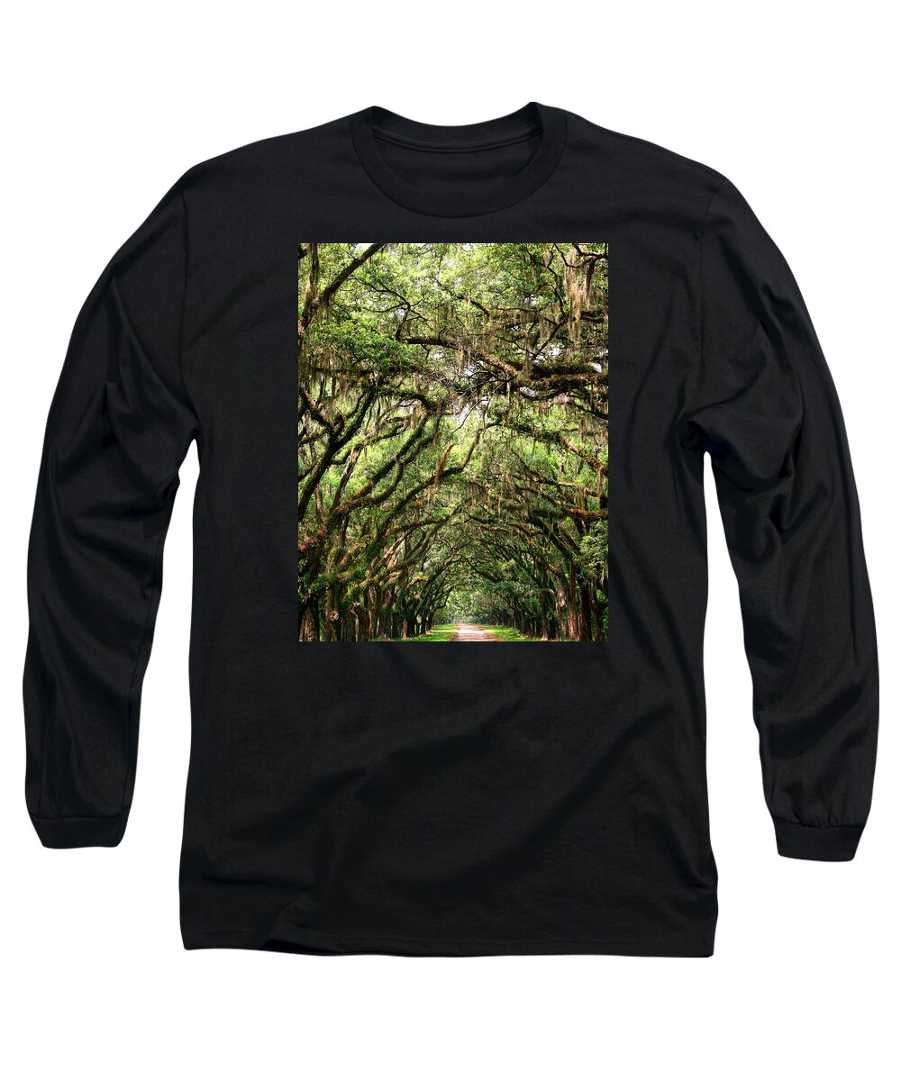 Savannah Long Sleeve T-Shirt featuring the photograph THE GREEN MILE Savannah GA by William Dey